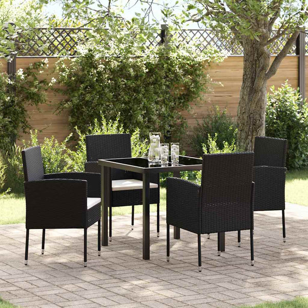 Tuin Eetset Met Kussen 5 Pcs Poly Riet