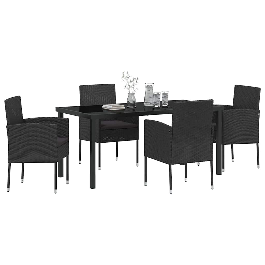 Tuin Eetset Met Kussen 5 Pcs Poly Riet