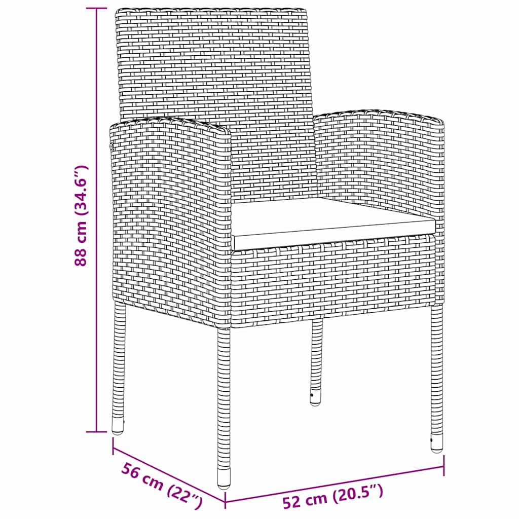 Tuin Eetset Met Kussen 5 Pcs Poly Riet