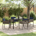 Tuin Eetset Met Kussen 5 Pcs Grijs Poly Riet