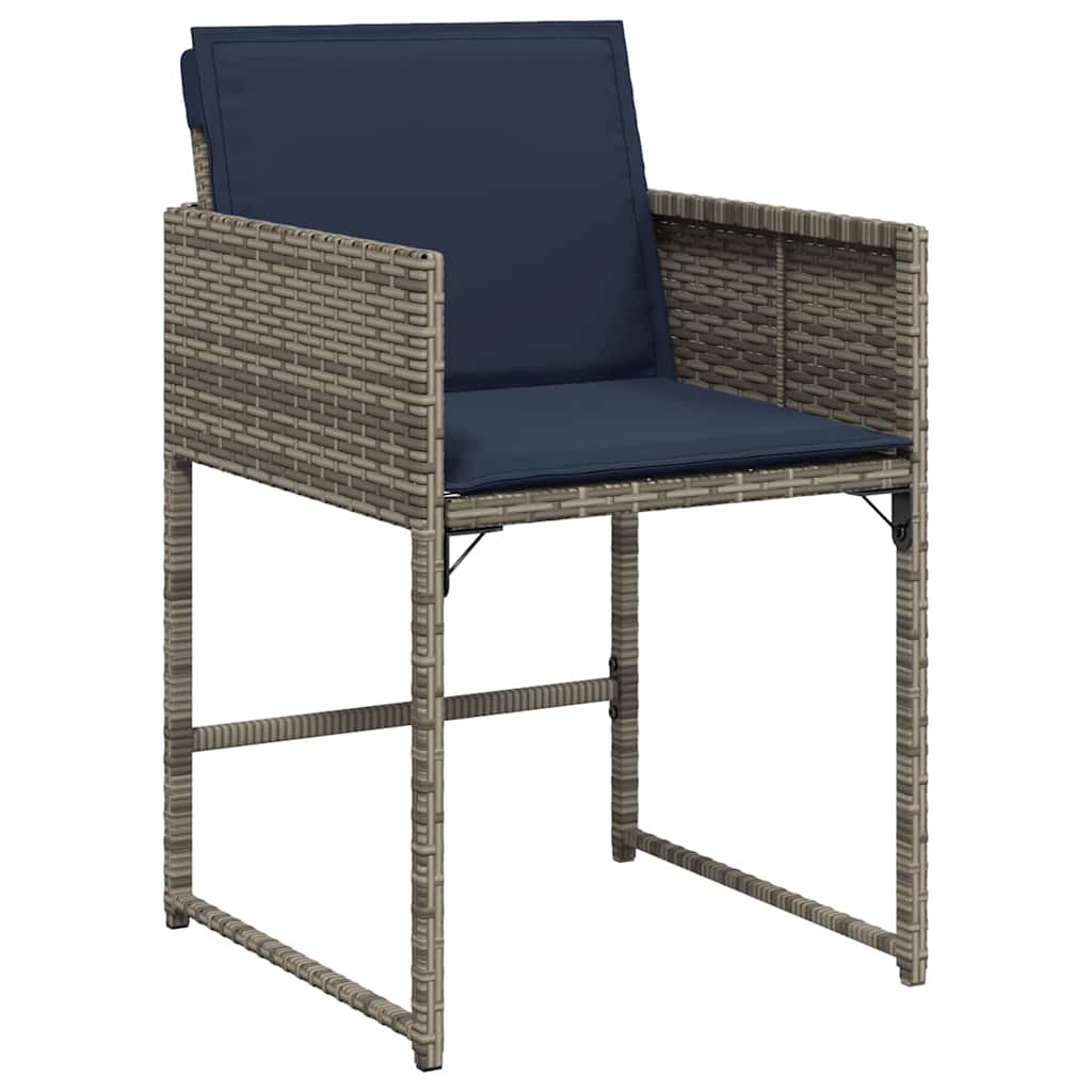 Tuin Eetset Met Kussen 5 Pcs Grijs Poly Riet