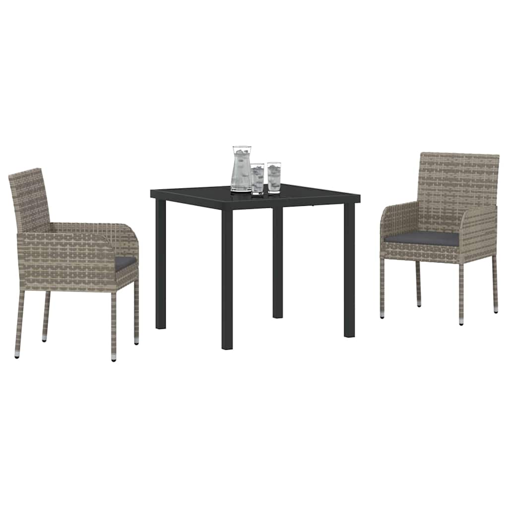 Tuin Eetset Met Kussen 3 Pcs Poly Riet