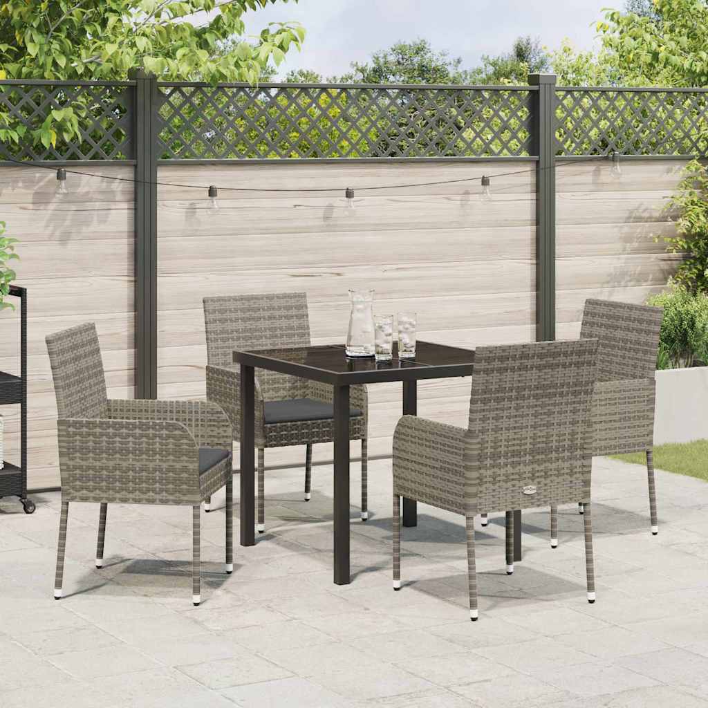 Tuin Eetset Met Kussen 5 Pcs Poly Riet