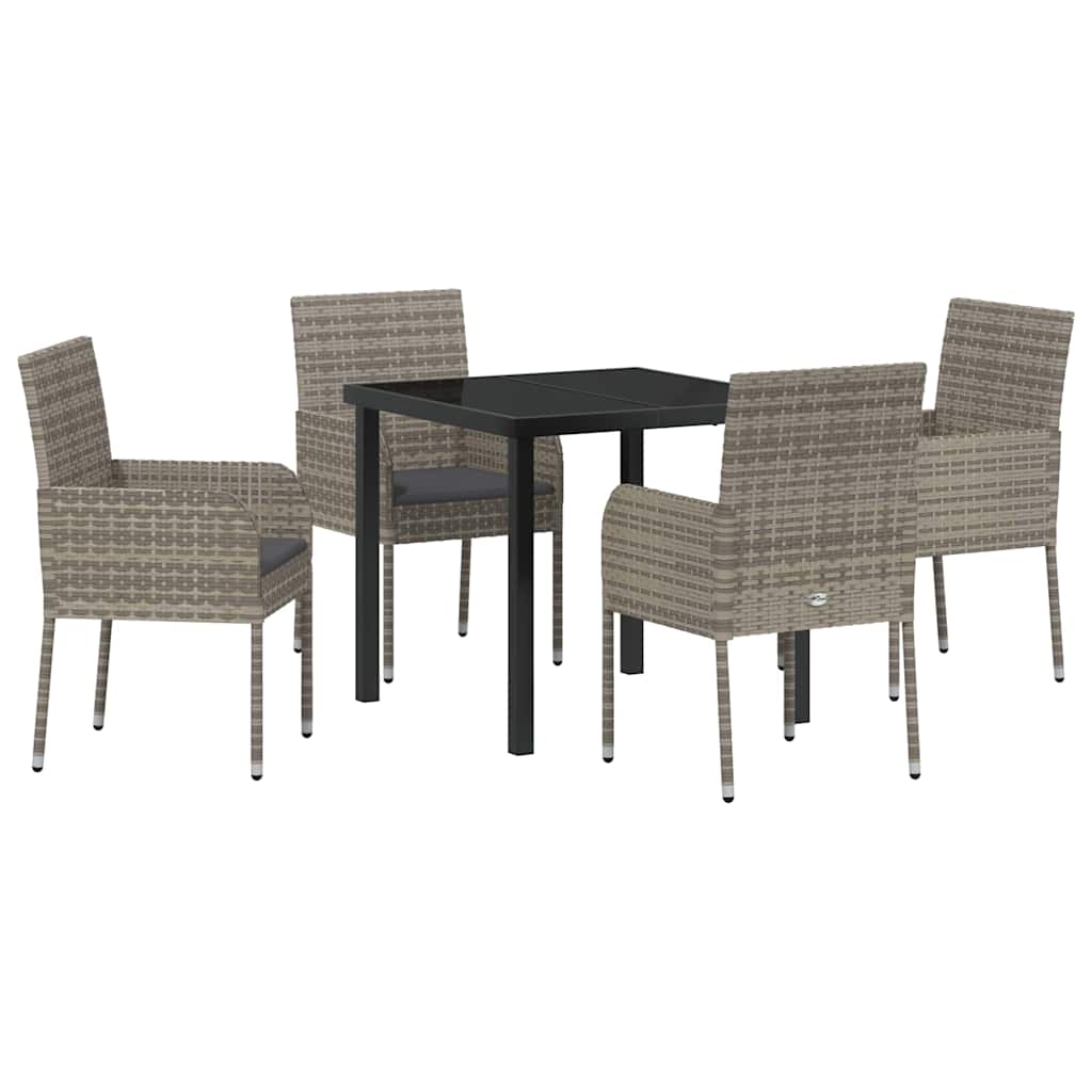 Tuin Eetset Met Kussen 5 Pcs Poly Riet