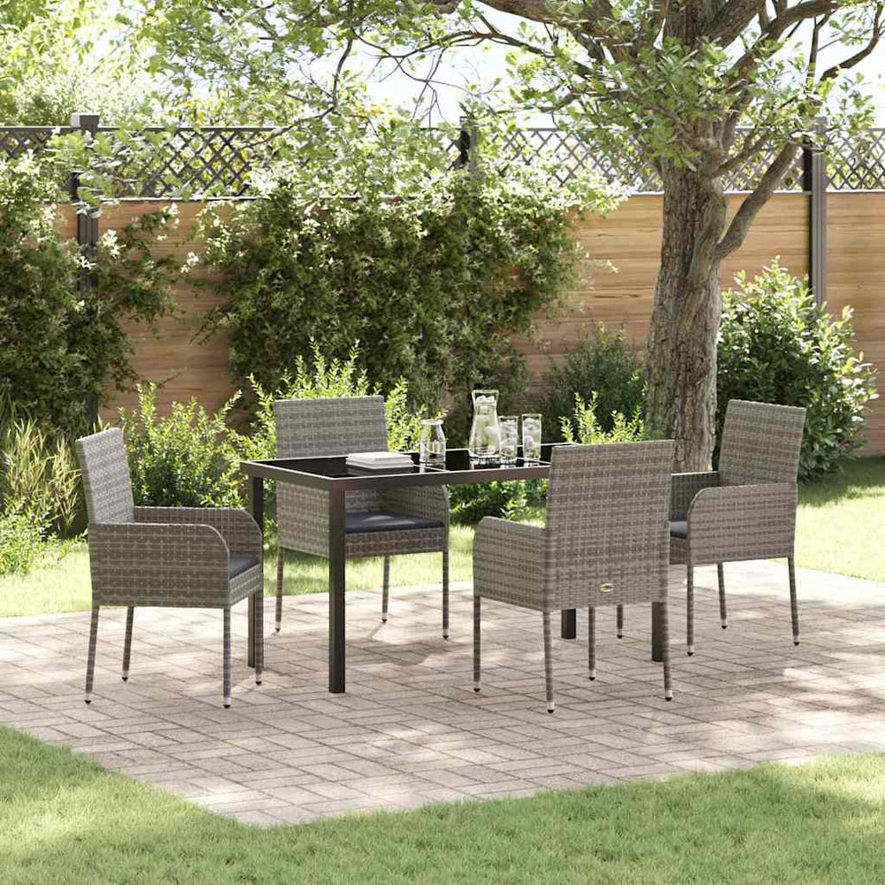 Tuin Eetset Met Kussen 5 Pcs Poly Riet