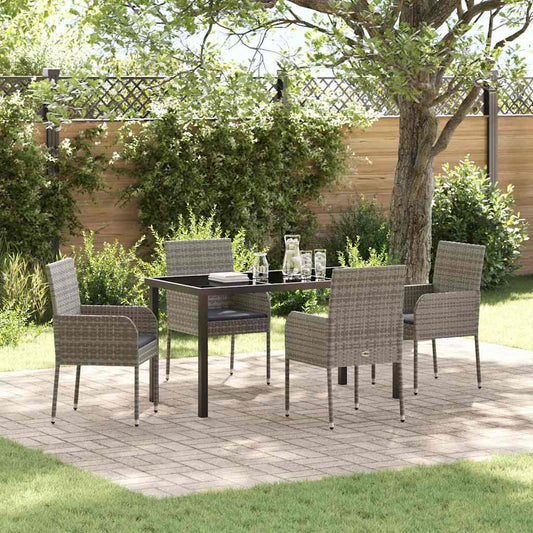 Tuin Eetset Met Kussen 5 Pcs Poly Riet