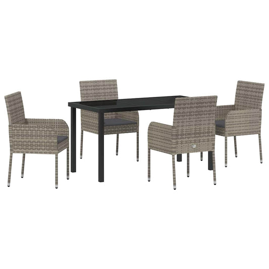 Tuin Eetset Met Kussen 5 Pcs Poly Riet