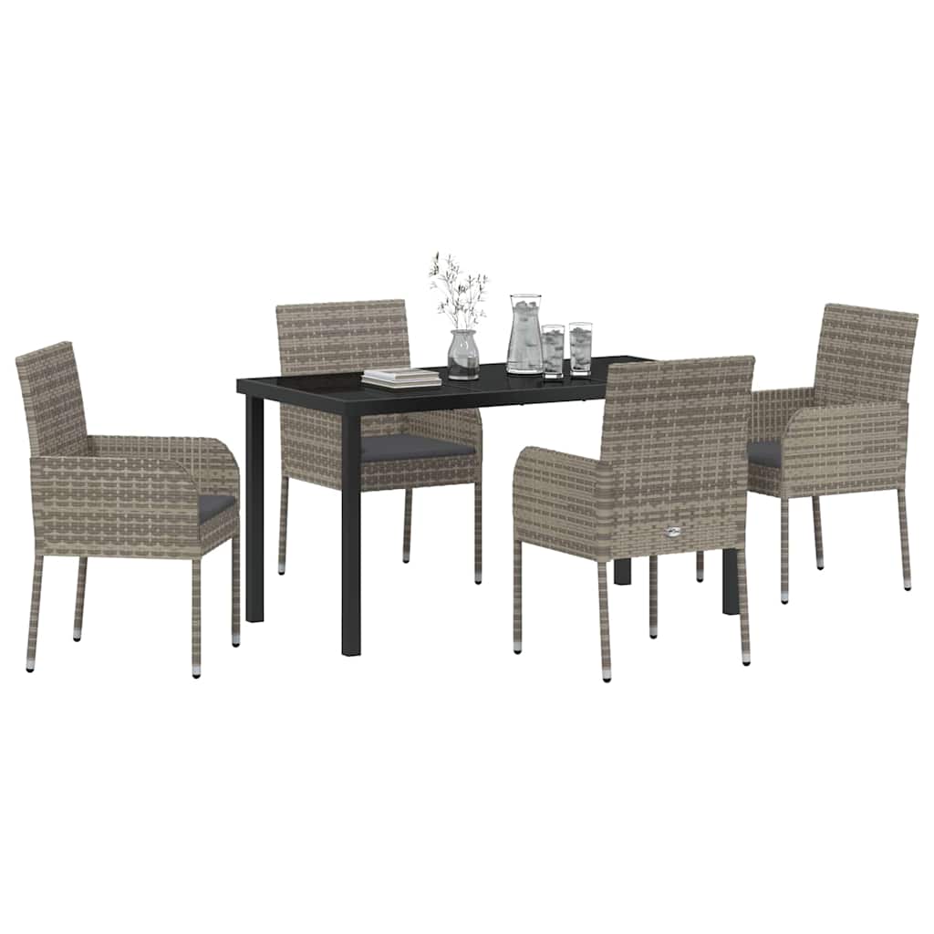 Tuin Eetset Met Kussen 5 Pcs Poly Riet