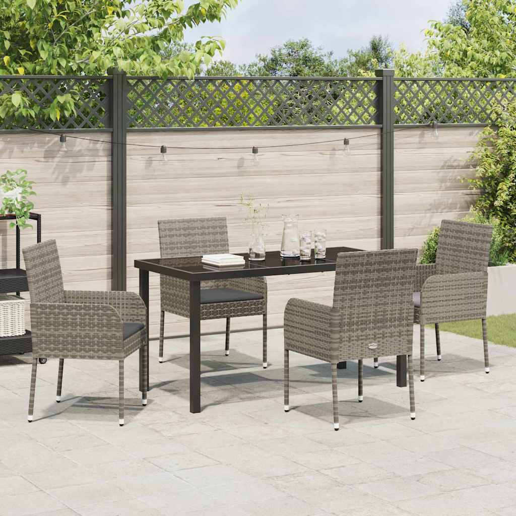 Tuin Eetset Met Kussen 5 Pcs Poly Riet