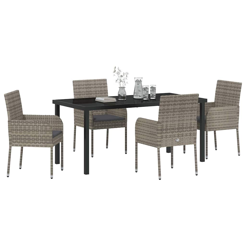 Tuin Eetset Met Kussen 5 Pcs Poly Riet