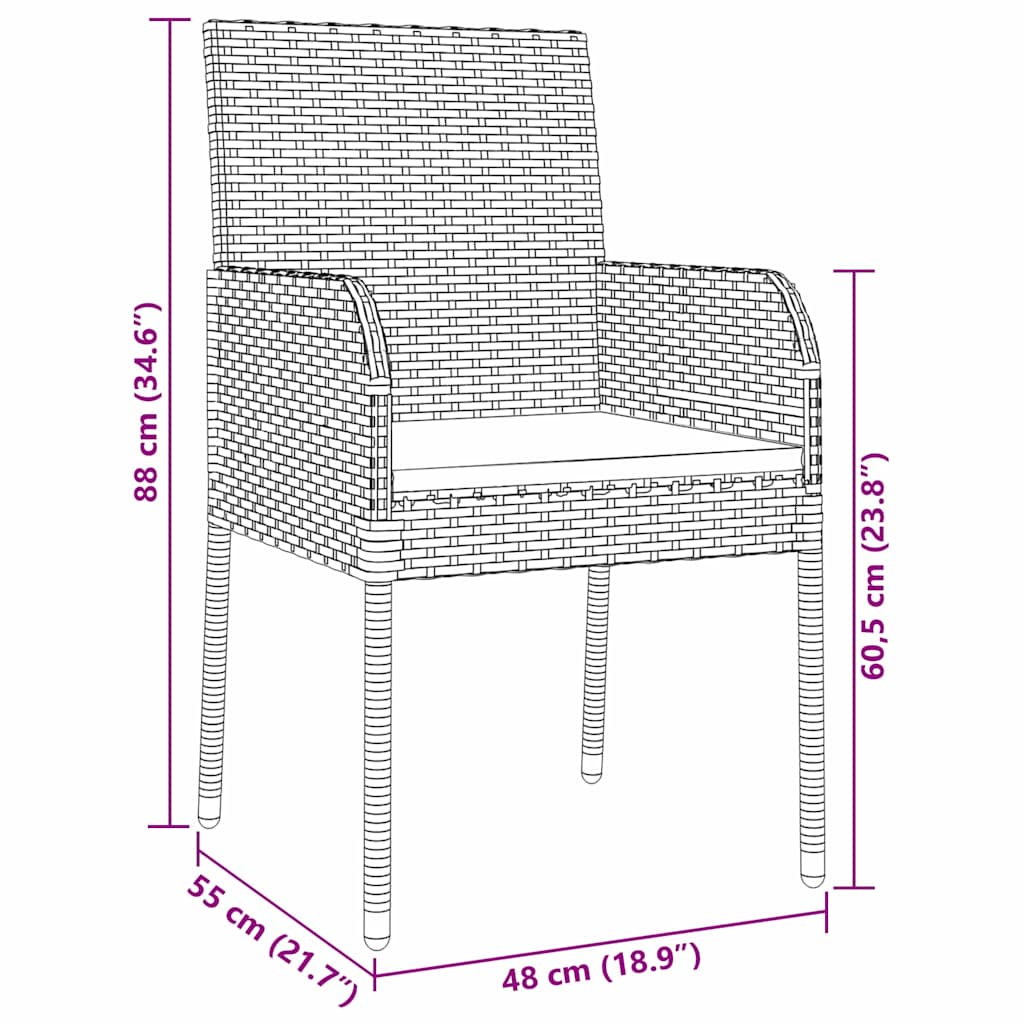 Tuin Eetset Met Kussen 5 Pcs Poly Riet