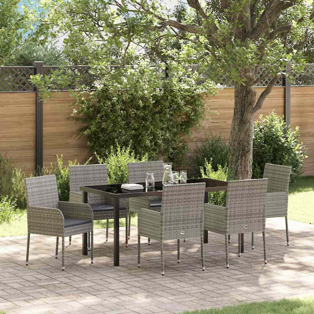 Tuin Eetset Met Kussen 7 Pcs Poly Riet