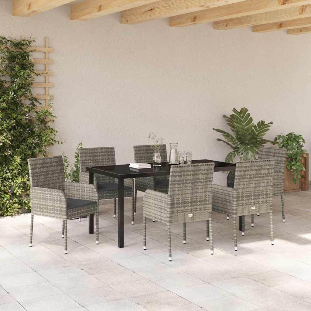 Tuin Eetset Met Kussen 7 Pcs Poly Riet