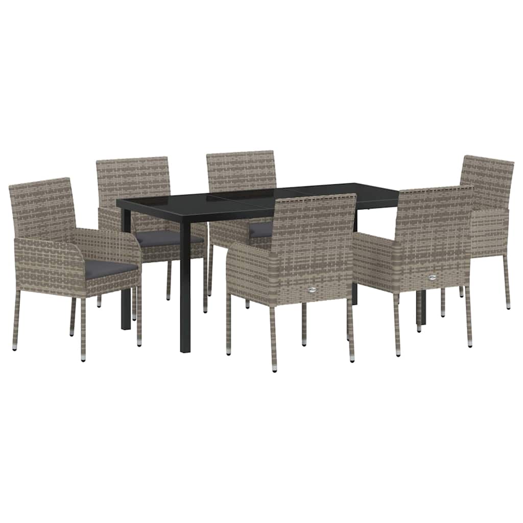 Tuin Eetset Met Kussen 7 Pcs Poly Riet