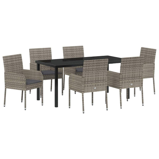 Tuin Eetset Met Kussen 7 Pcs Poly Riet