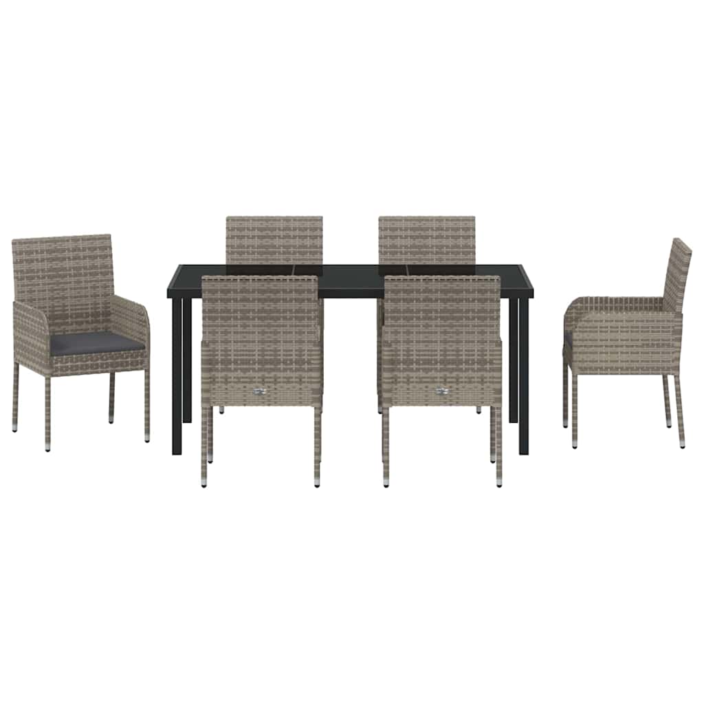 Tuin Eetset Met Kussen 7 Pcs Poly Riet
