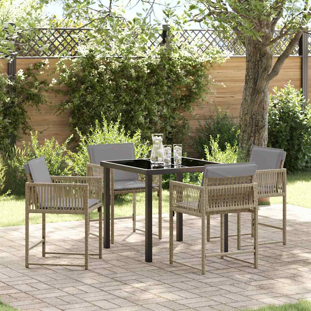 Tuin Eetset 5 Pcs Beige Poly Rattan