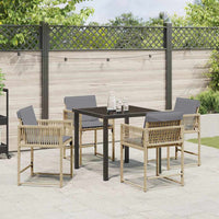 Tuin Eetset 5 Pcs Beige Poly Rattan