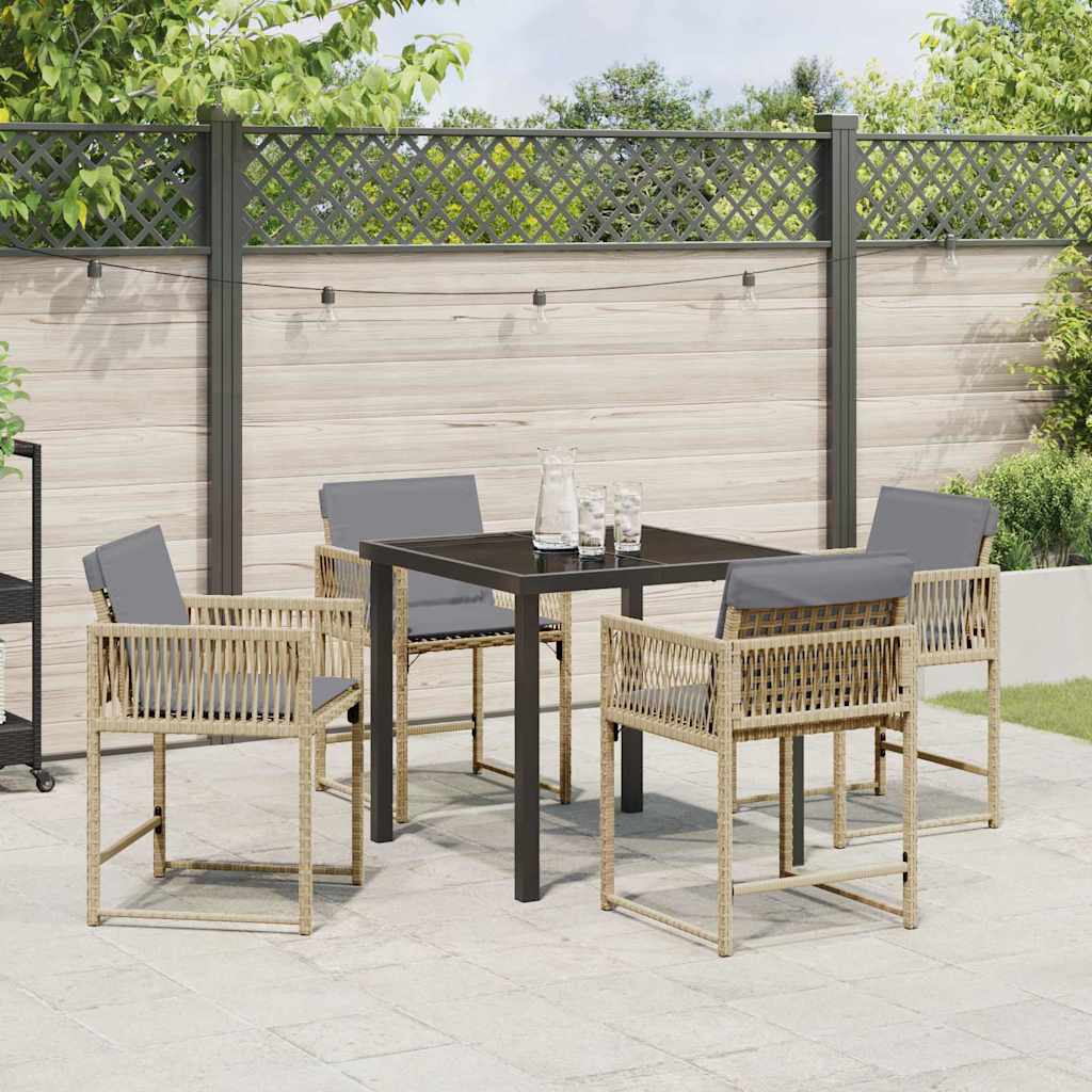 Tuin Eetset 5 Pcs Beige Poly Rattan