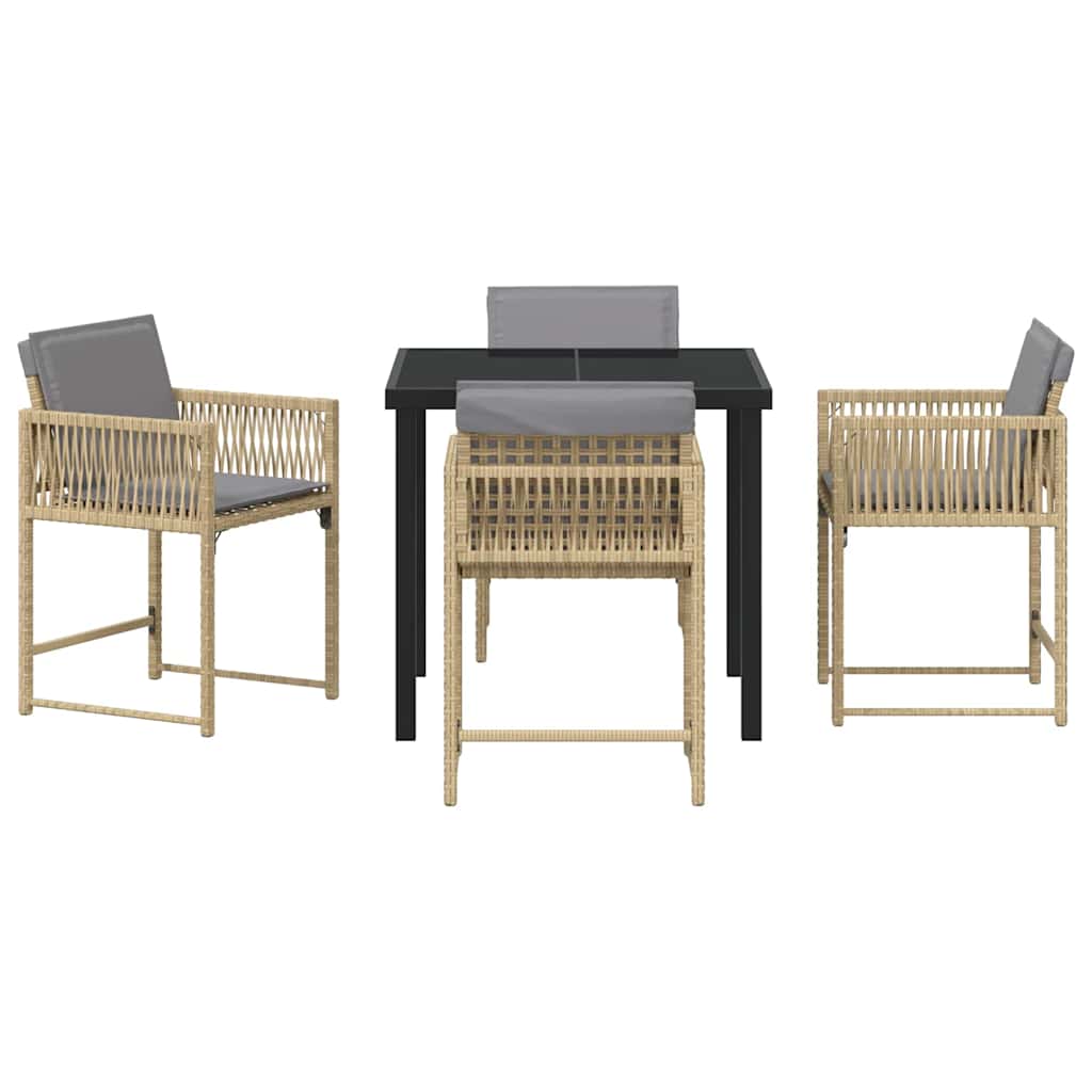 Tuin Eetset 5 Pcs Beige Poly Rattan