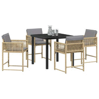 Tuin Eetset 5 Pcs Beige Poly Rattan