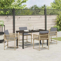 Tuin Eetset 5 Pcs Beige Poly Rattan