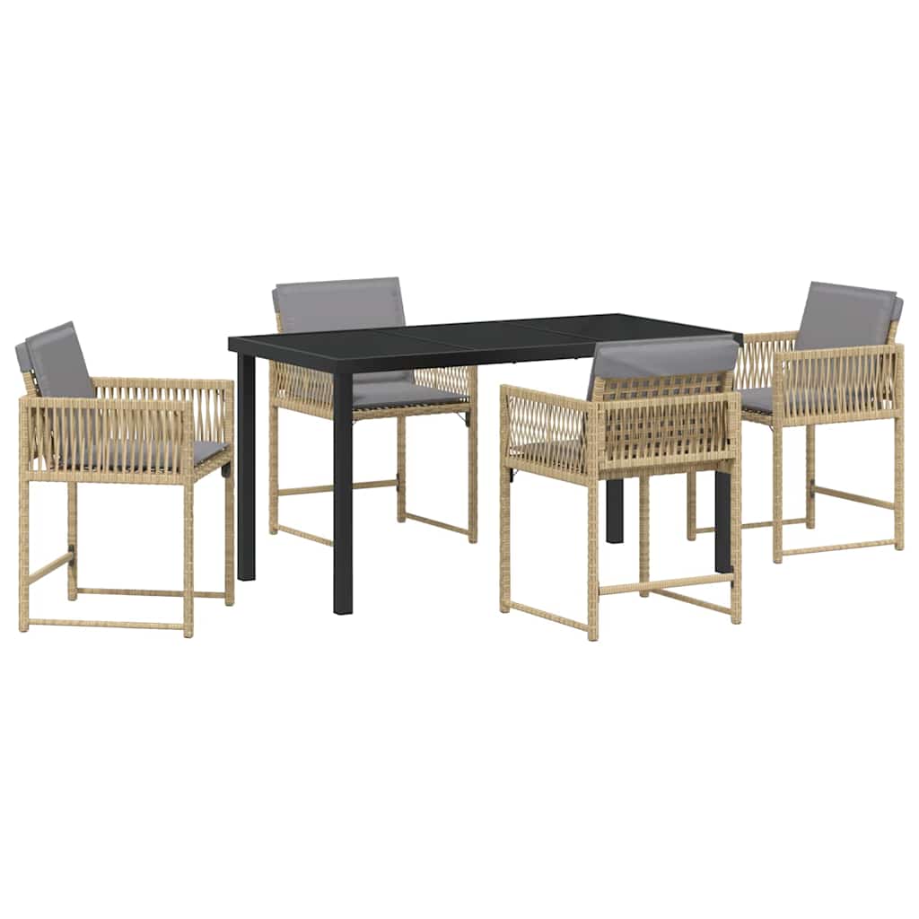 Tuin Eetset 5 Pcs Beige Poly Rattan
