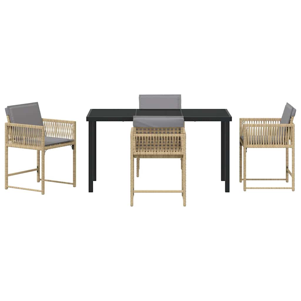 Tuin Eetset 5 Pcs Beige Poly Rattan
