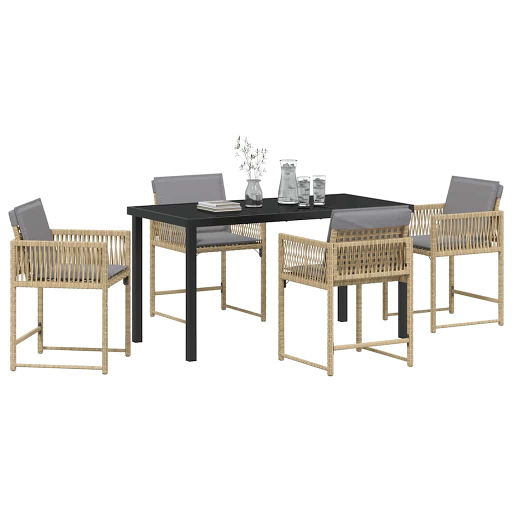 Tuin Eetset 5 Pcs Beige Poly Rattan