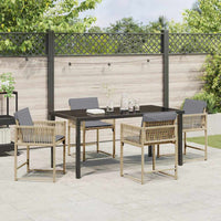Tuin Eetset 5 Pcs Beige Poly Rattan