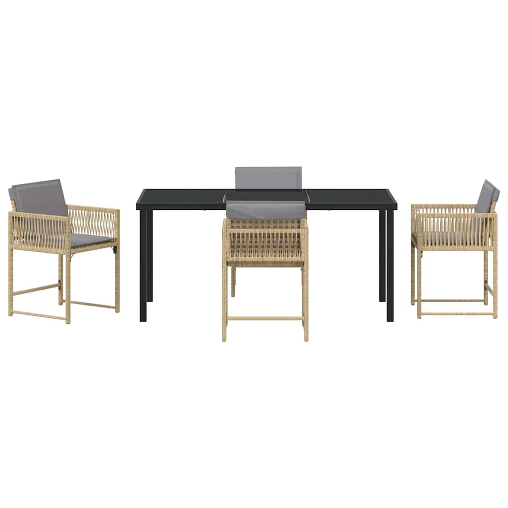 Tuin Eetset 5 Pcs Beige Poly Rattan