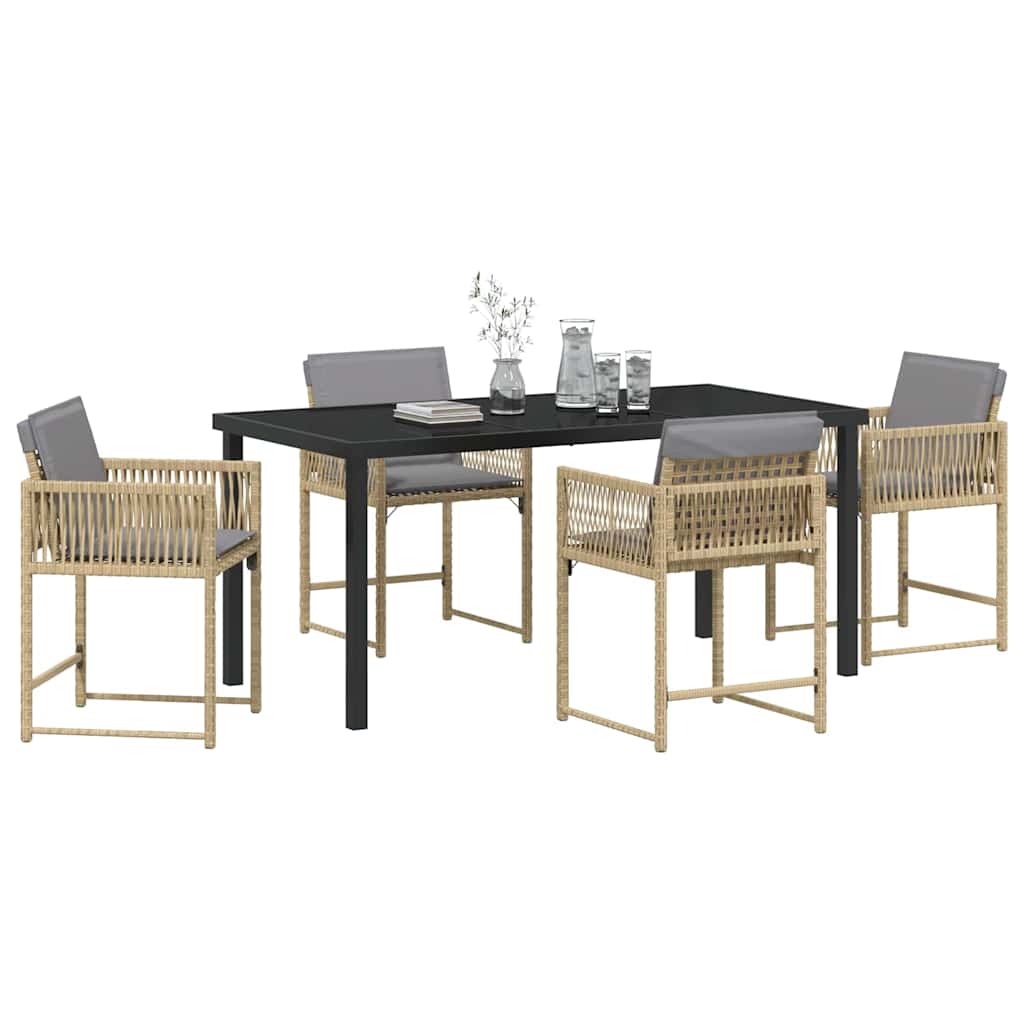 Tuin Eetset 5 Pcs Beige Poly Rattan
