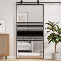 Glazen Deur Gestreept Zwart 102,5 X 2 X 205 Cm Aluminium