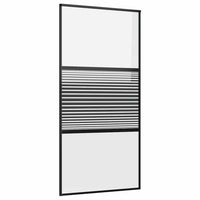 Glazen Deur Gestreept Zwart 102,5 X 2 X 205 Cm Aluminium