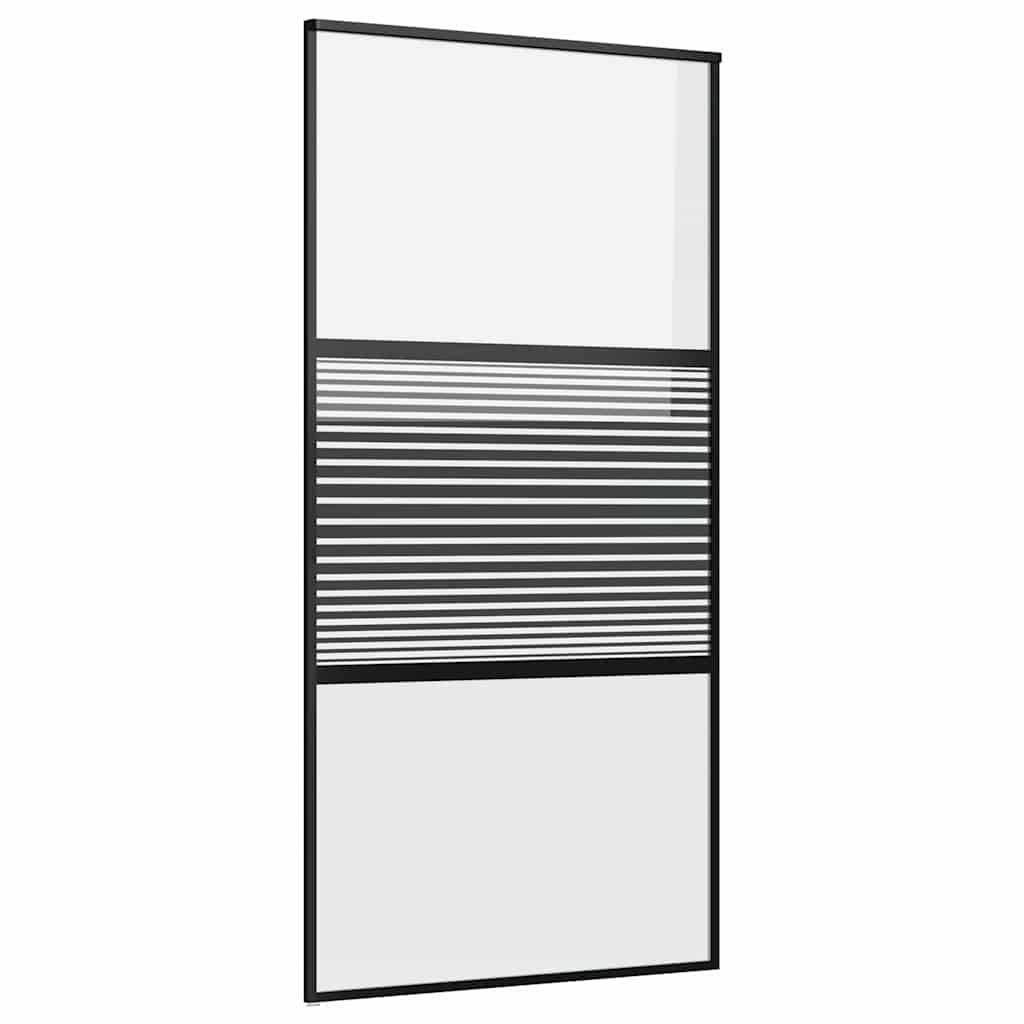Glazen Deur Gestreept Zwart 102,5 X 2 X 205 Cm Aluminium