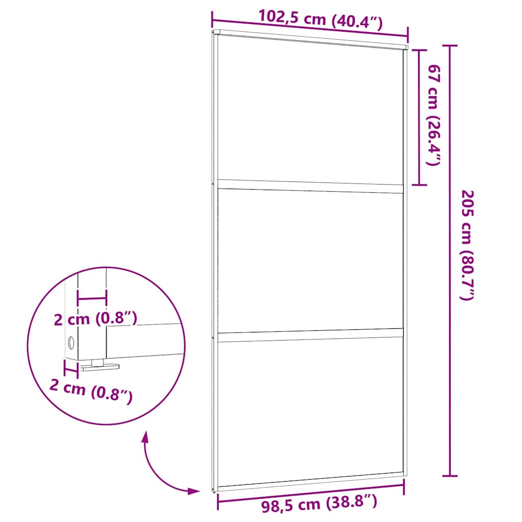 Glazen Deur Gestreept Zwart 102,5 X 2 X 205 Cm Aluminium