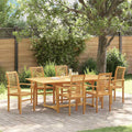Tuin Eetset 7 Pcs Bruin 200 X 100 X 75 Cm Massief Teakhout