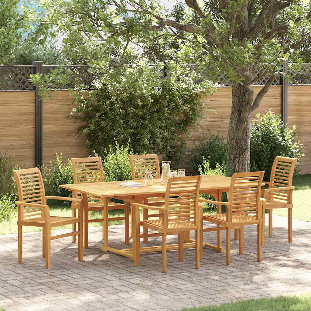 Tuin Eetset 7 Pcs Bruin 200 X 100 X 75 Cm Massief Teakhout