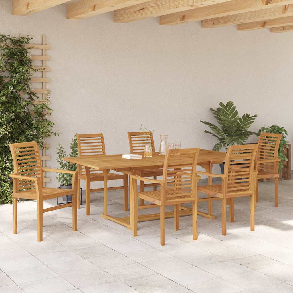 Tuin Eetset 7 Pcs Bruin 200 X 100 X 75 Cm Massief Teakhout