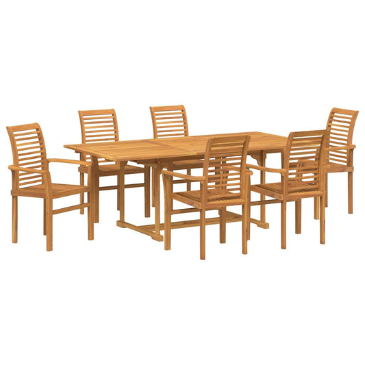 Tuin Eetset 7 Pcs Bruin 200 X 100 X 75 Cm Massief Teakhout