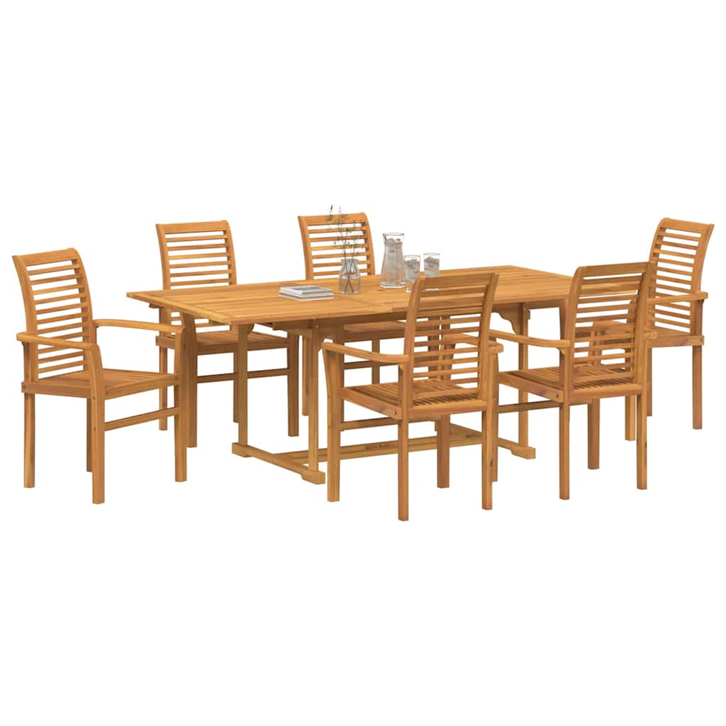 Tuin Eetset 7 Pcs Bruin 200 X 100 X 75 Cm Massief Teakhout