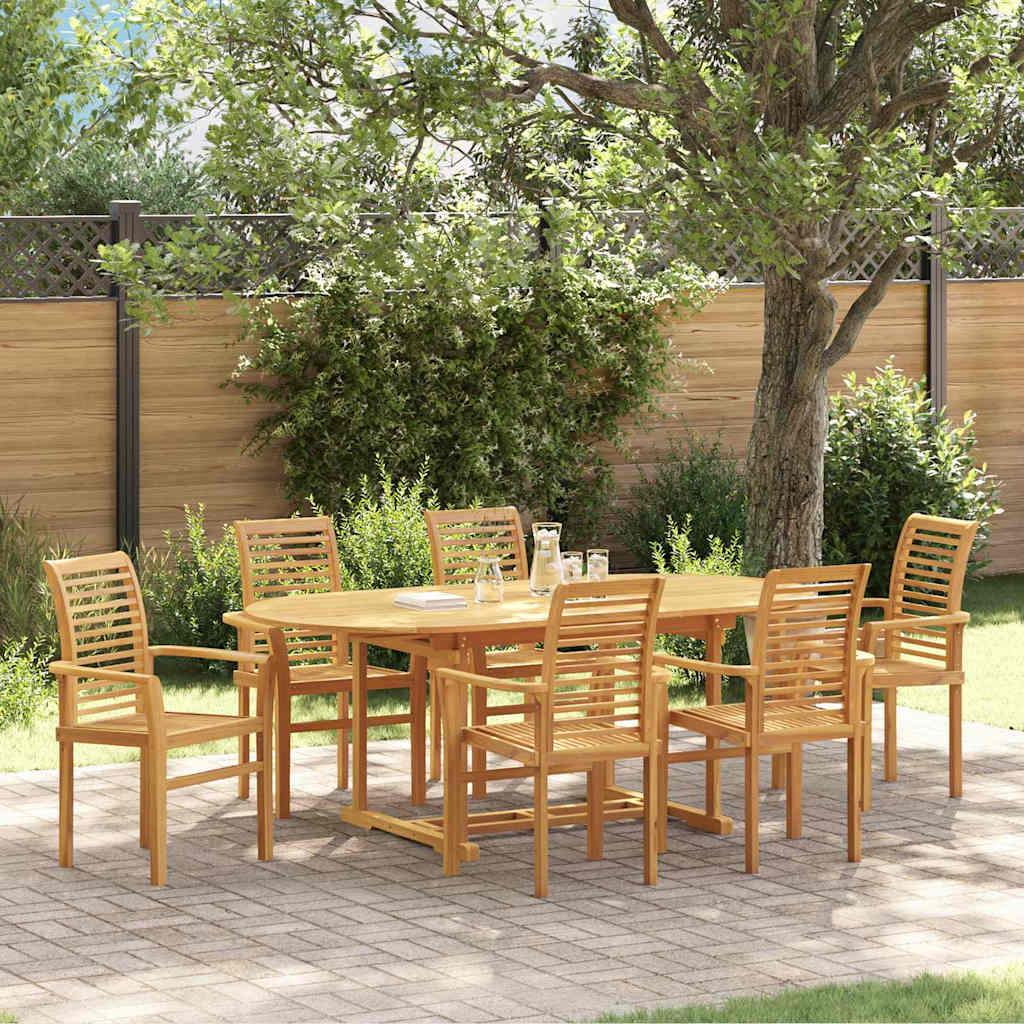 Tuin Eetset 7 Pcs Bruin 200 X 100 X 75 Cm Massief Teakhout