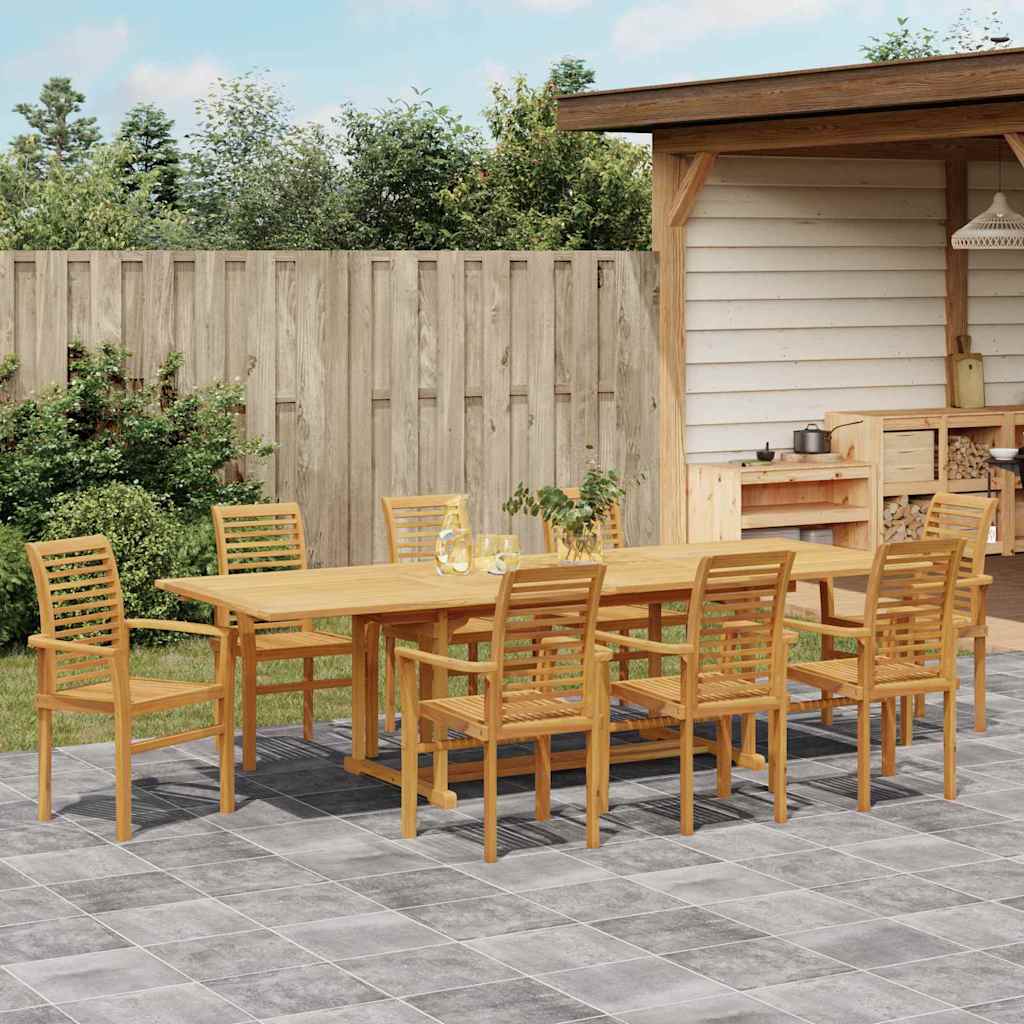 Tuin Eetset 9 Pcs Bruin 280 X 100 X 75 Cm Massief Teakhout