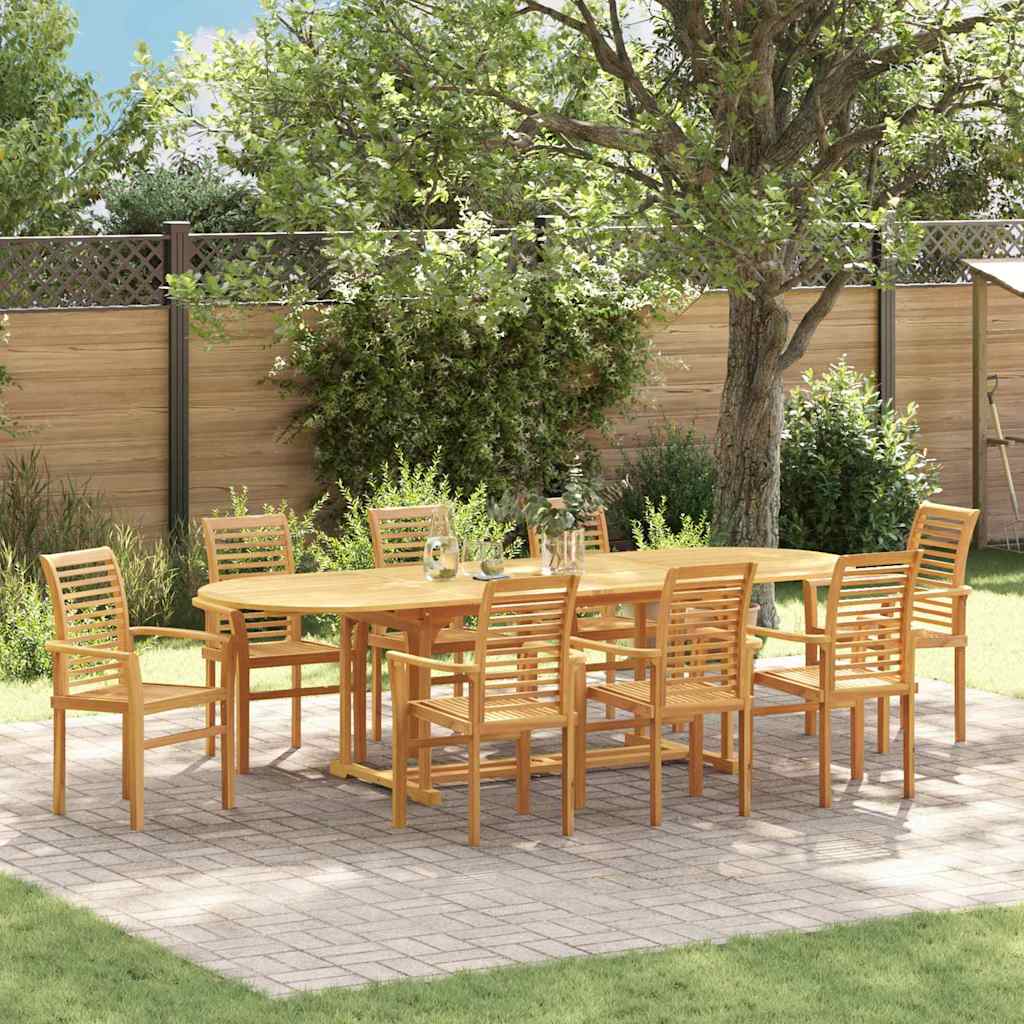 Tuin Eetset 9 Pcs Bruin 280 X 100 X 75 Cm Massief Teakhout
