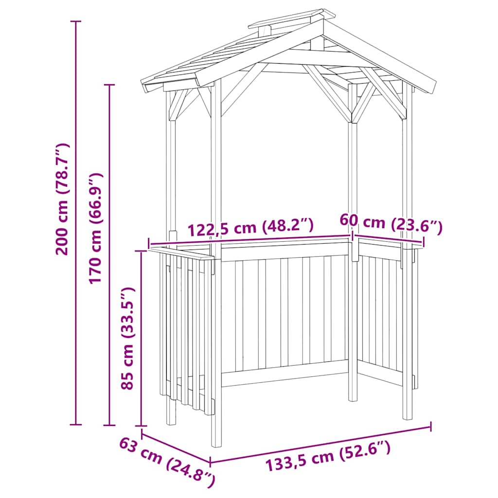 Barbecue-Overkapping Bruin 133.5 X 63 X 200 Cm
