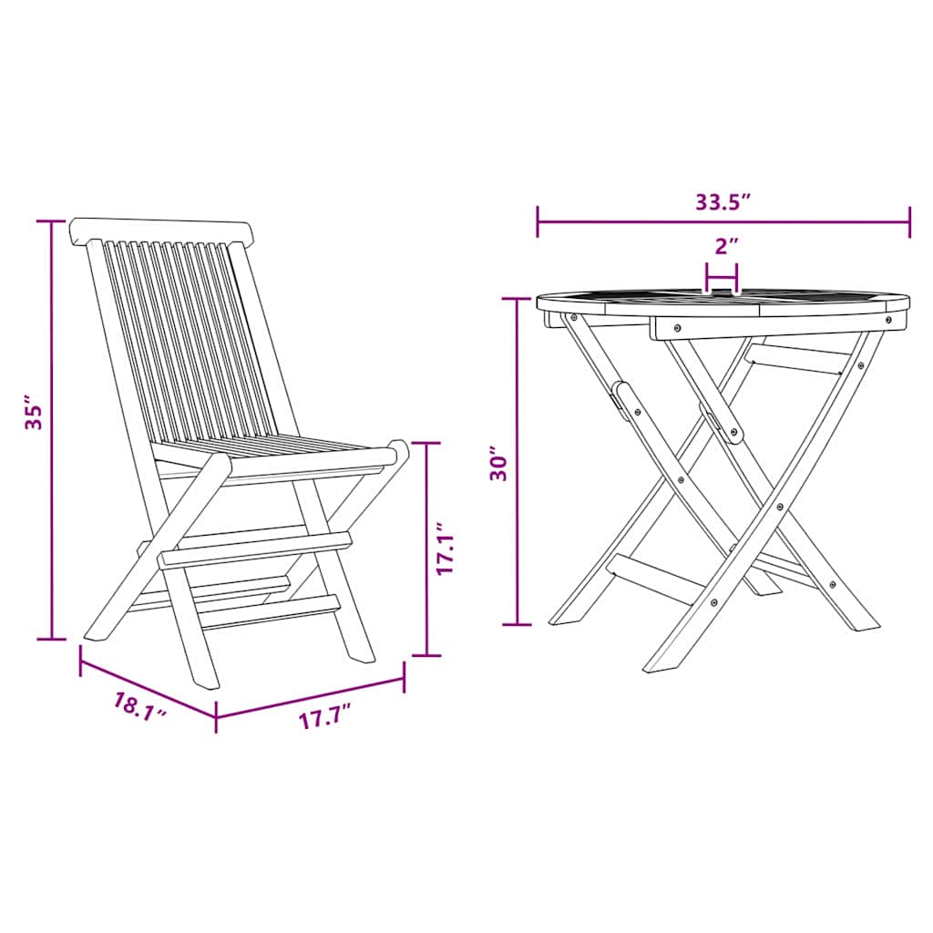 Tuin Eetset 2 Pcs Bruin Massief Teakhout