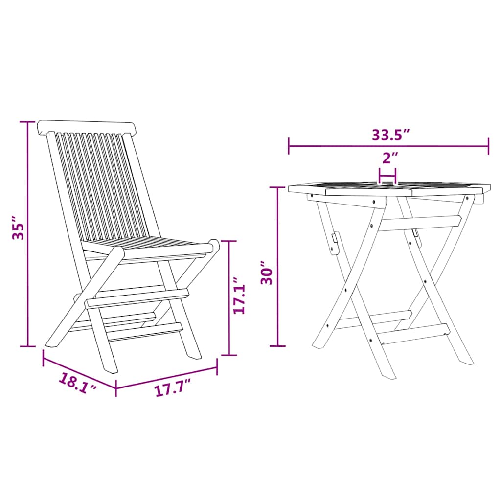 Tuin Eetset 2 Pcs Bruin Massief Teakhout