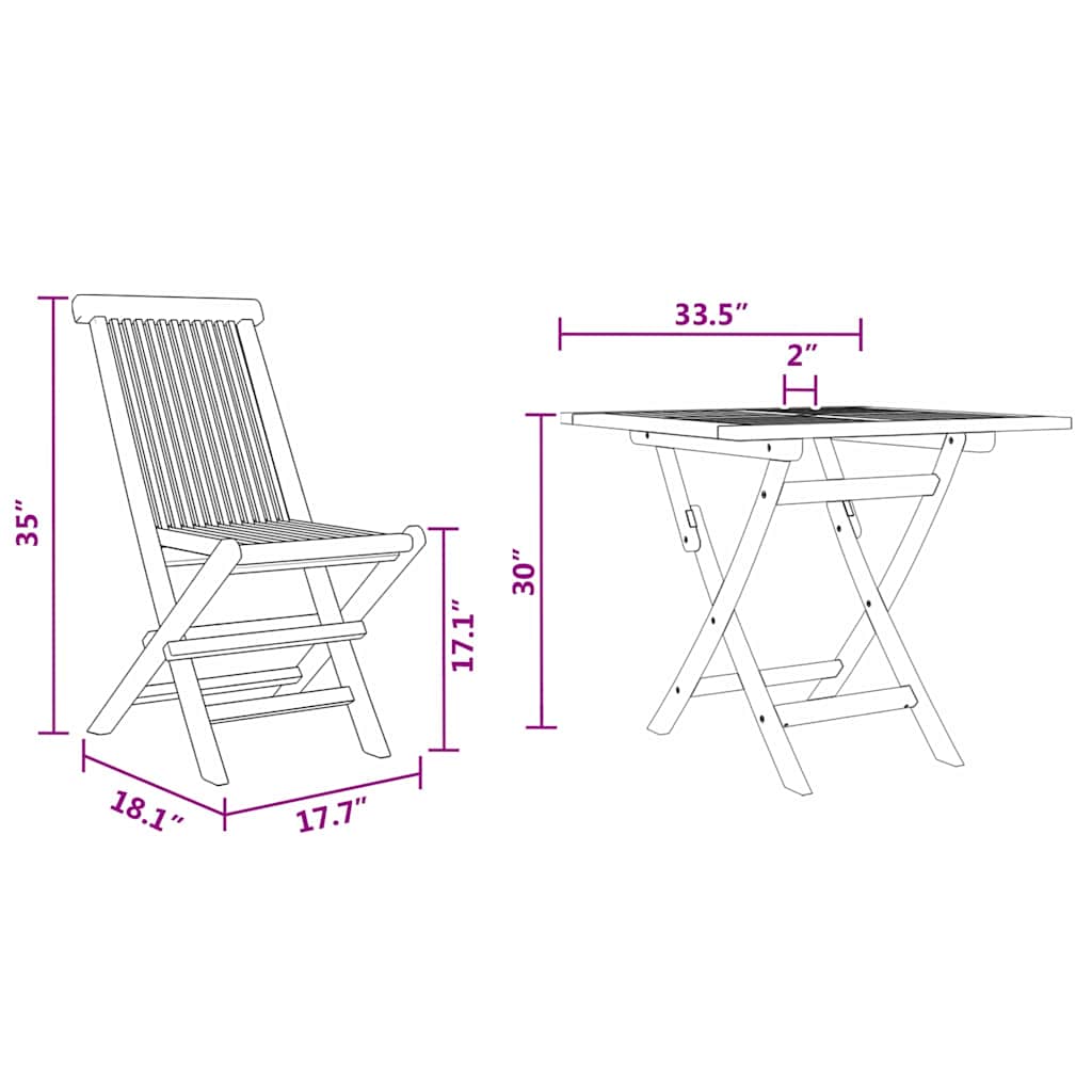 Tuin Eetset 2 Pcs Bruin Massief Teakhout