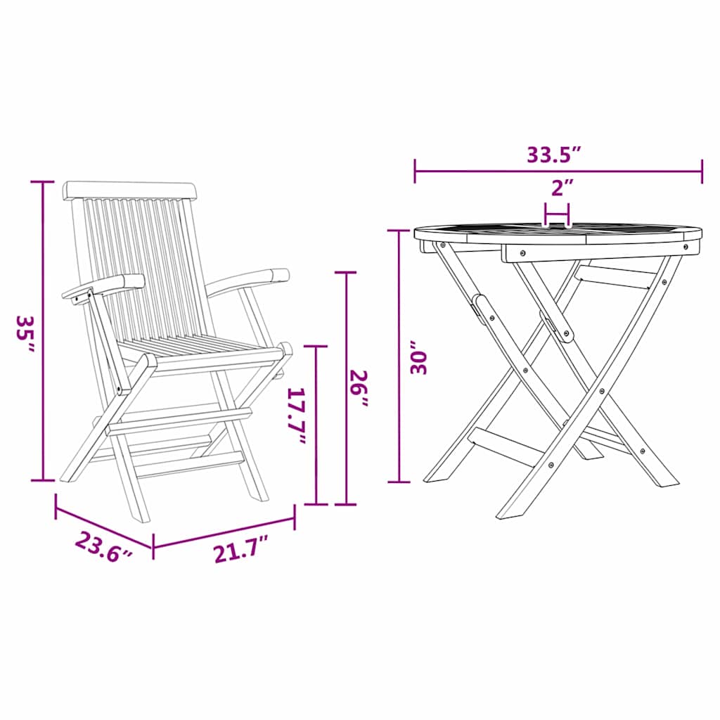 Tuin Eetset 2 Pcs Bruin Massief Teakhout