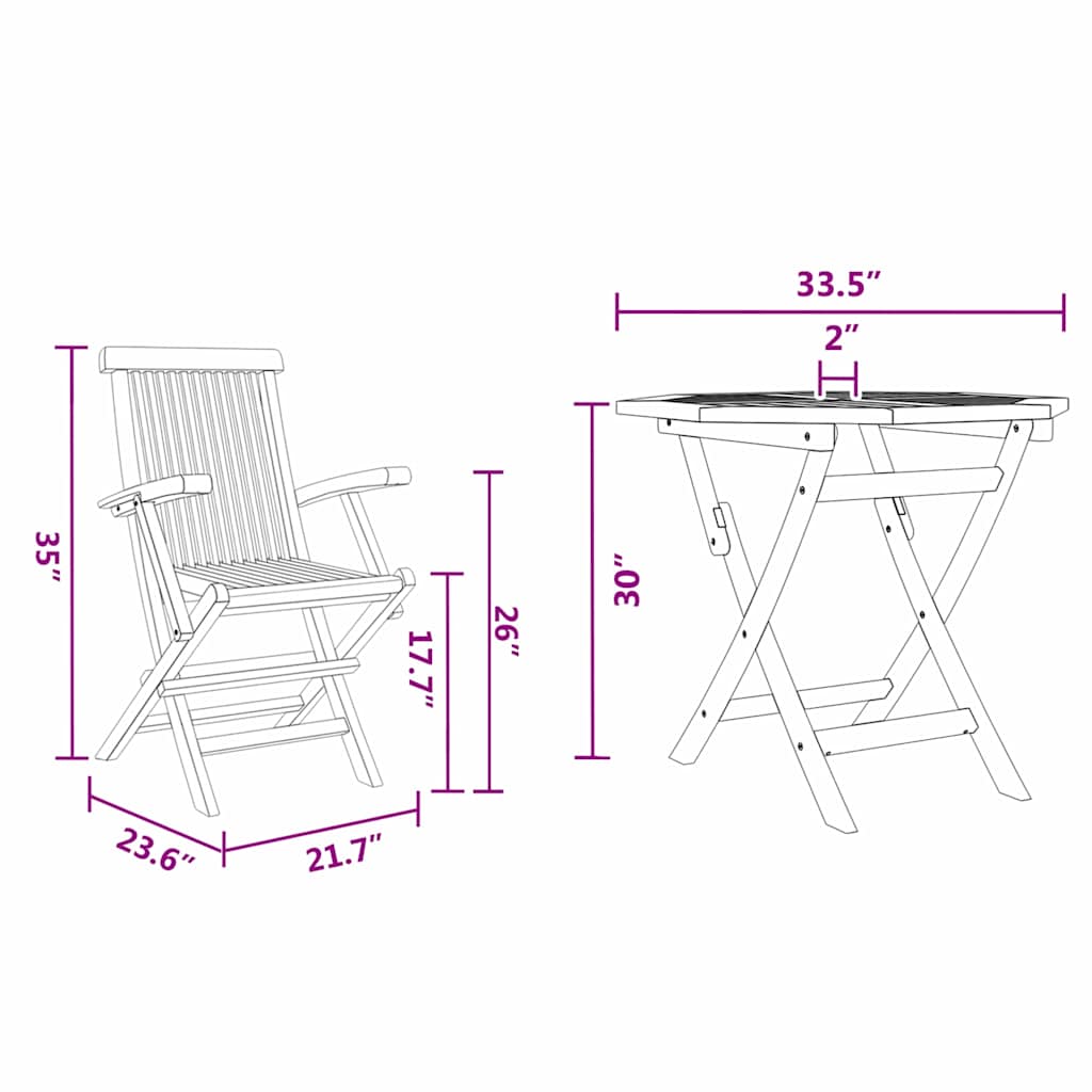 Tuin Eetset 2 Pcs Bruin Massief Teakhout